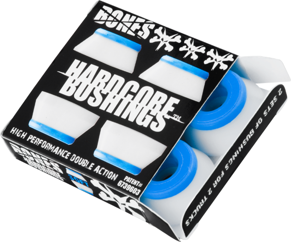 BONES HARDCORE 4PC SOFT WHITE/BLUE BUSHINGS